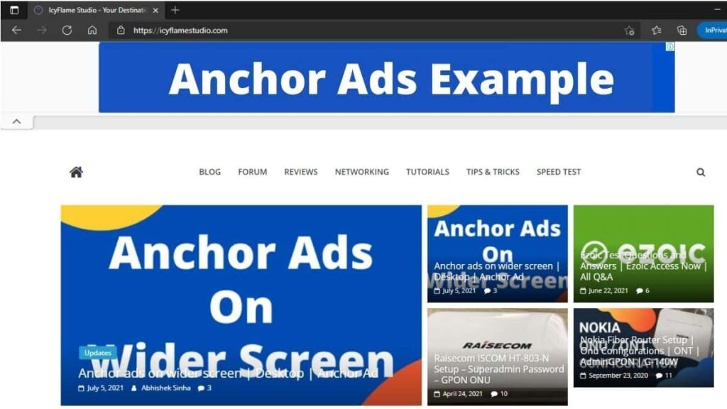 Example Anchor Ads on wider screen